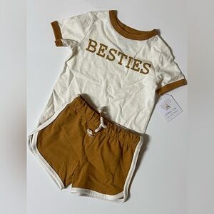 Little Co Infant 2 Piece Outfit Shorts T-shirt 18m Bestie Brown Neutral Unisex